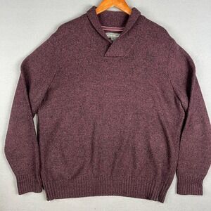 Eddie Bauer Sweater Mens XL Burgundy Mock Neck Wool Blend Pullover Comfy Outdoor